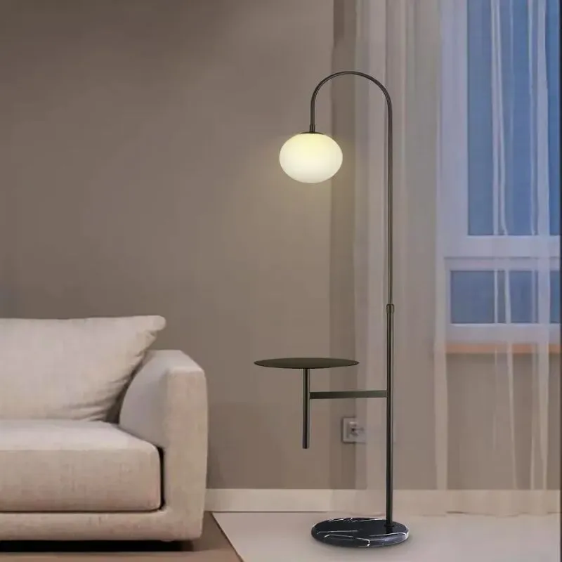 Modern Wireless Charging Standing Lamp Marble Metal White Frosted Glass Reading Smart Floor Lamp