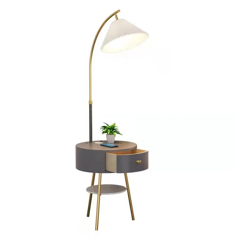 Nordic Creative Multifunctional Floor Lamp with Small Table and USB Wireless Charging