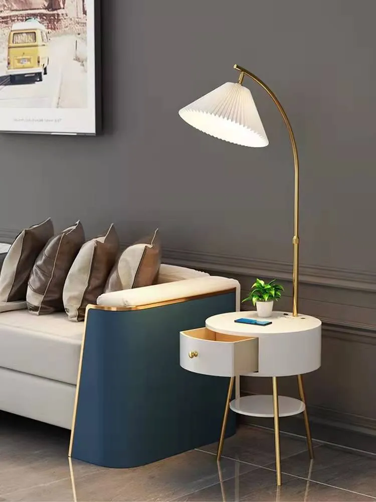 Nordic Creative Multifunctional Floor Lamp with Small Table and USB Wireless Charging