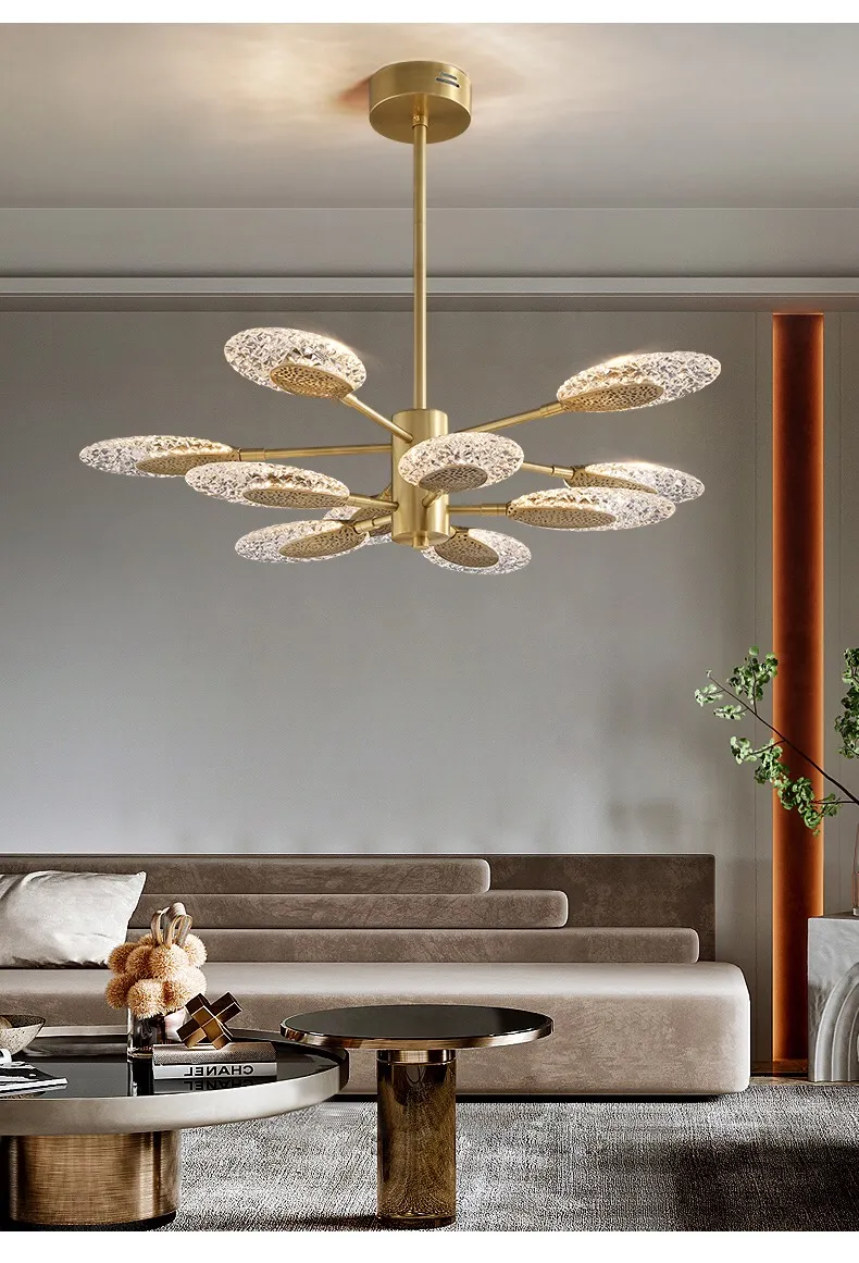 All Copper Light Luxury Living Room Chandelier Postmodern Simple Creative Personality Lamps