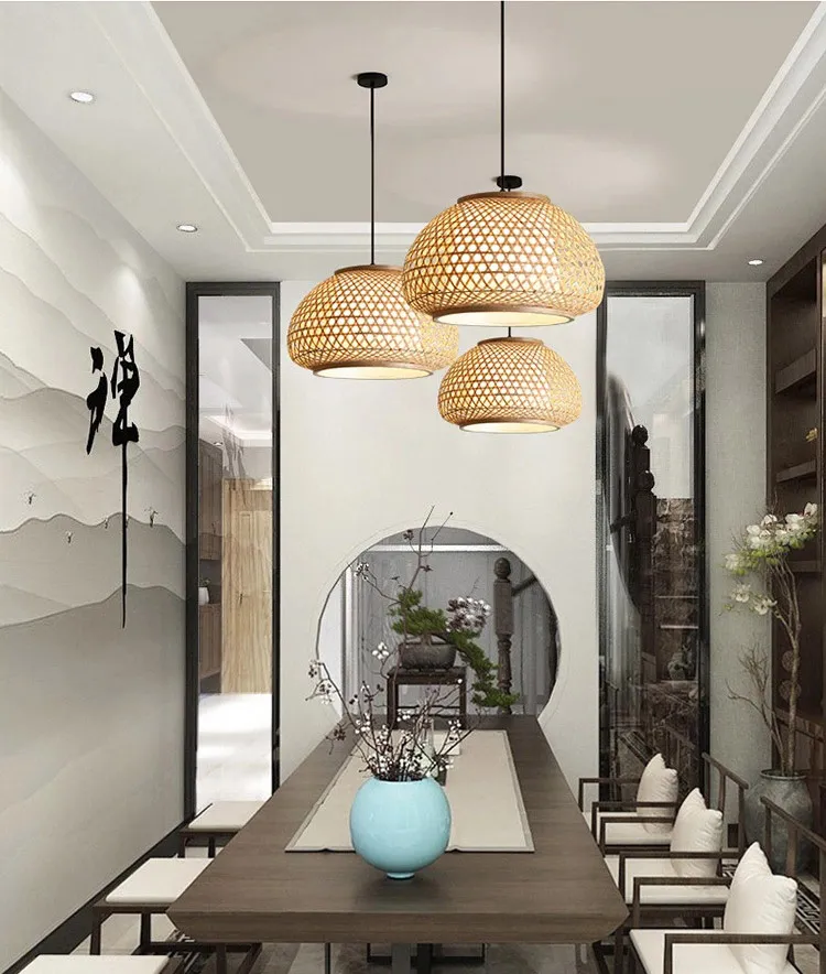 Bamboo Decorative Kitchen Lampshade Rattan Light Pendant