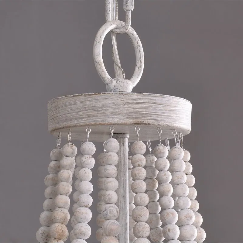 Simig Lighting Simple Wood Clay Beaded Chandelier Rustic Vintage Wooden Bead Chandelier Lighting