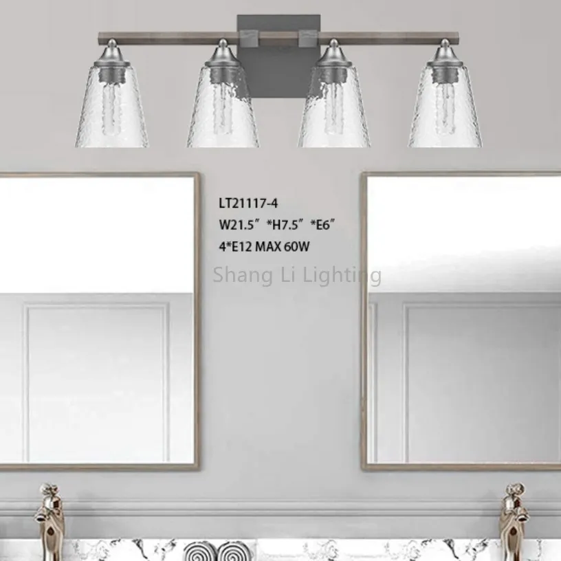 New 4-Light Vanity Wall Light Bathroom Lamp Modern Design Clear Glass Shade Bathroom Wall Lamp Vanity Light Ceiling Light