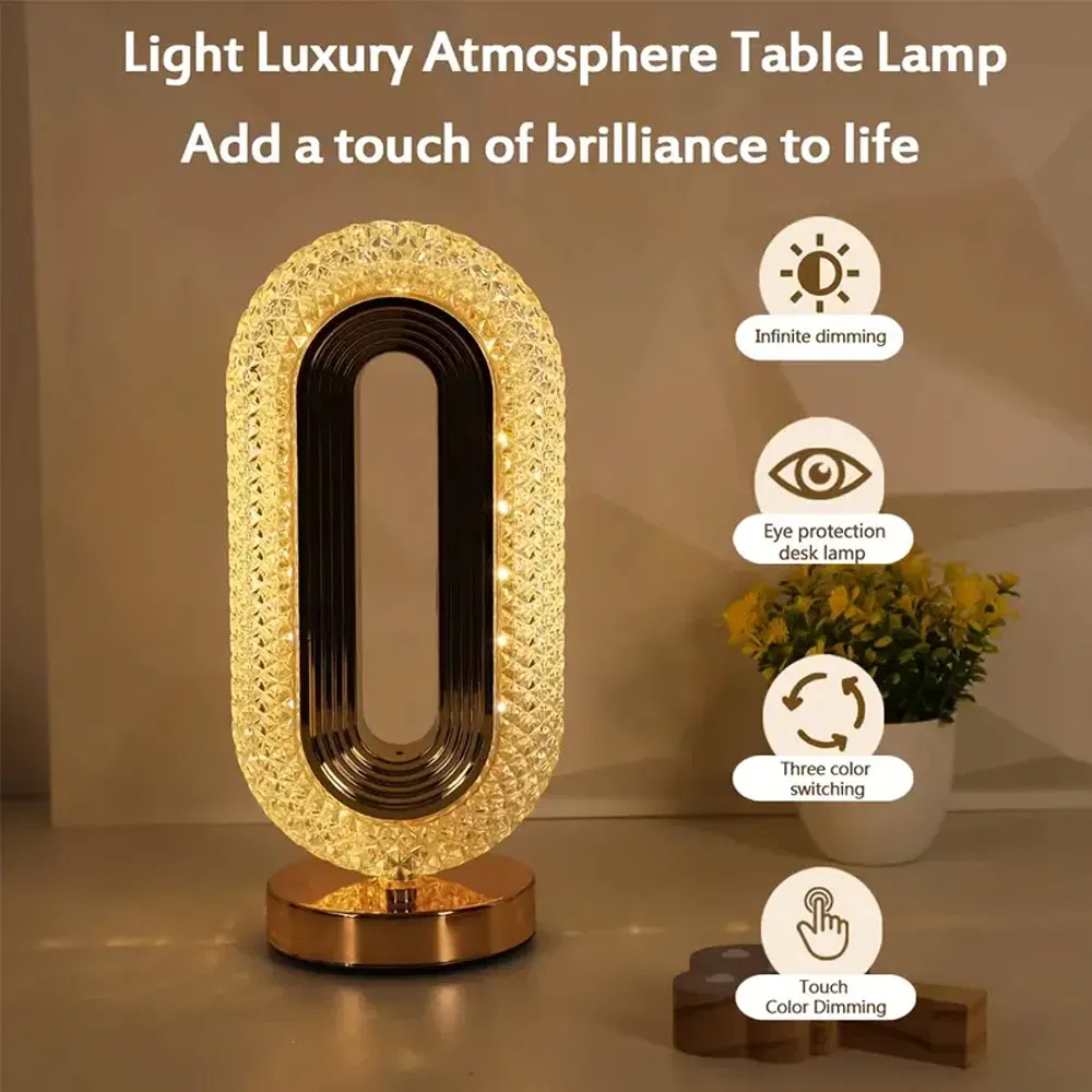 3000K-6000K Transparent White Light Lamp Crystal Atmosphere Table Lamp with 800mAh Battery Capacity