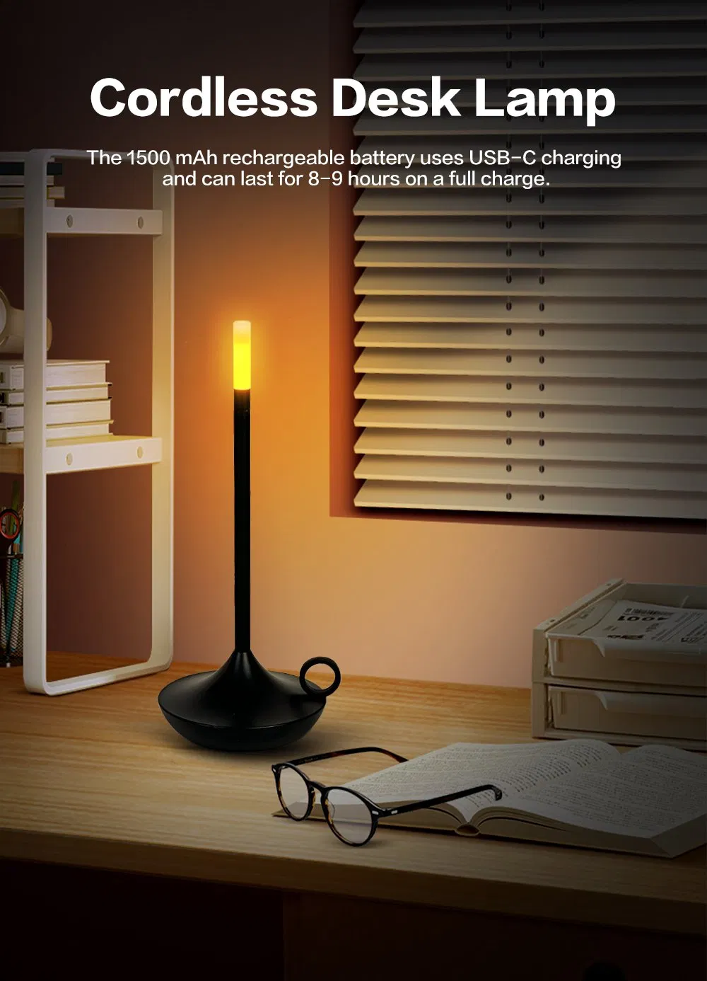 Adjustable Touch Table Lamp for Restaurant/Outdoor 3 Level Dimming Candle Table Light