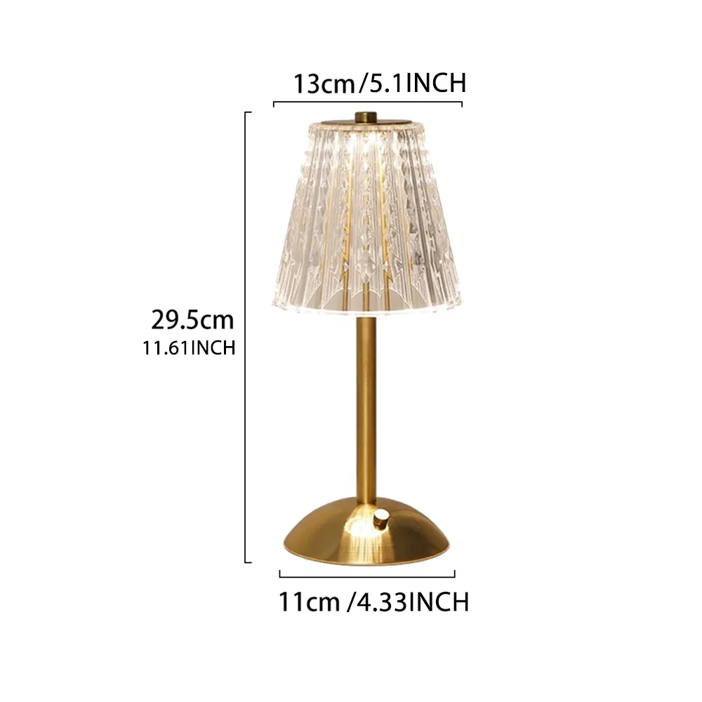 Battery Operated Hotel Dining Restaurant Decorative Bed Side Modern Touch Crystal Lamp Table Sensor LED Bar