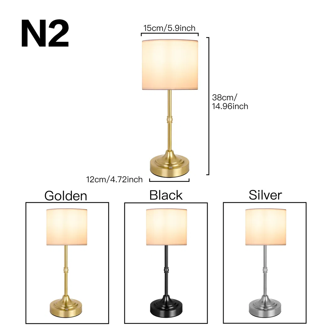 Bedroom Table Lamp, Three-Way Dimmable Touch Lamp, Small Bedside Lamp for Nightstand, Living Room, Office (LED Bulb Included)