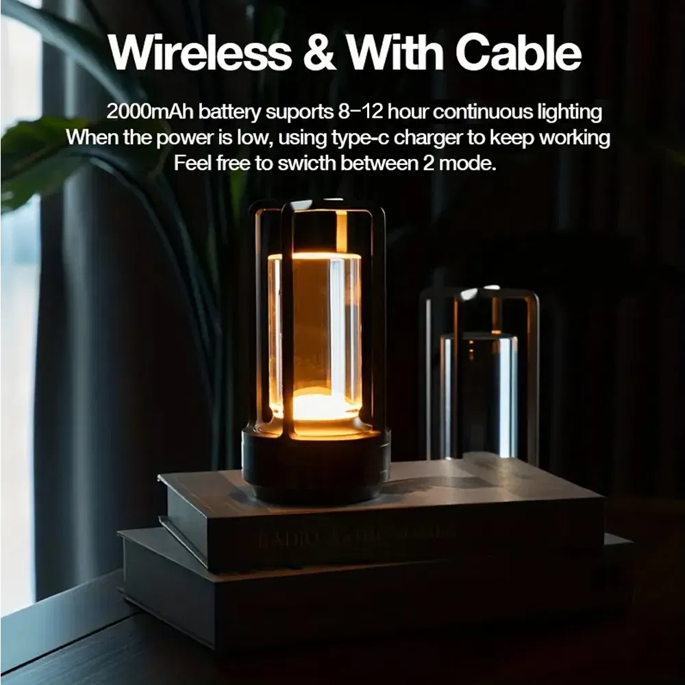 Cordless Dimmable LED Modern Wireless Table Light Dining Room Touch Night Lights