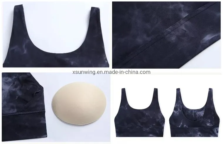 High Quality Wholesale Gym Apparel Sports Wear Body Shaping Women Ladies Breathable Soft Push up Tie-Dye Yoga Bra