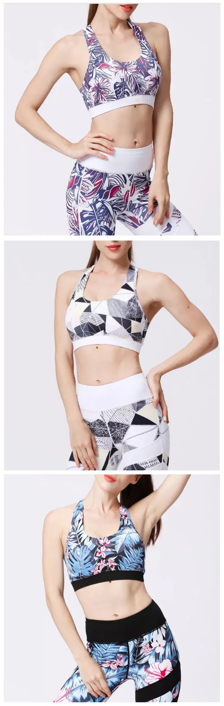 Xsunwing 2PCS Floral Printed Yoga Set High-Waisted Legging and Bra Yoga Activewear Track Suit Wholesale Sweat Suits