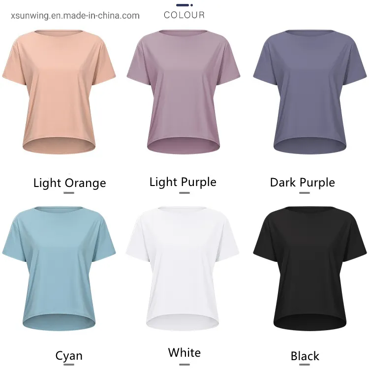 Xsunwing Basic Summer Custom Various Color Womens Sports T Shirt Wholesale Ladies Yoga Short Sleeve T Shirt Sports Gym Wear Wdq079