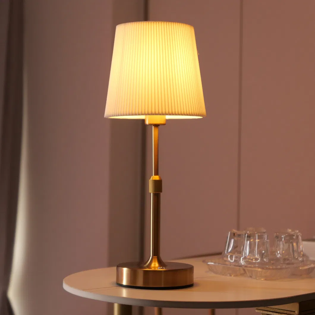 Fabric Metal Table Lamp with Telescopic Pole