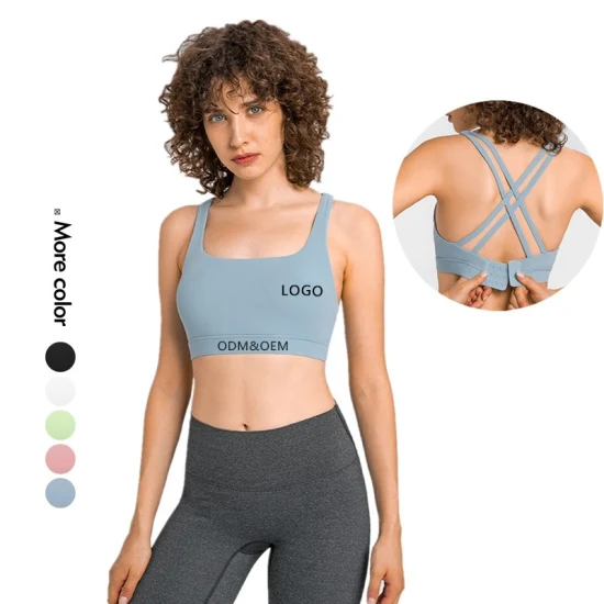 Xsunwing Back Adjustable Cross Buckle Fitness Clothing Yoga Top Wear Sports Bra with Chest Pad