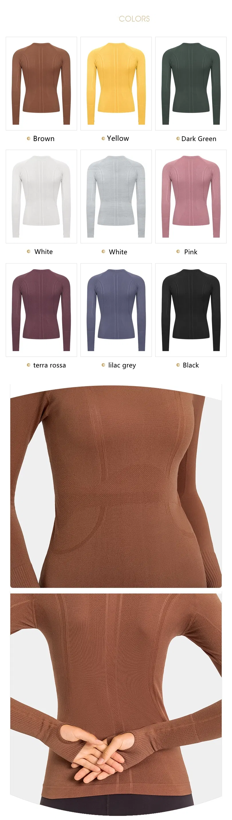 Xsunwing Custom Design Solid Color Sweat-Wicking Spandex Sports Gym Wear Workout Long Sleeve Yoga Gym Top T-Shirt Girl Women Clothing Wdq19083