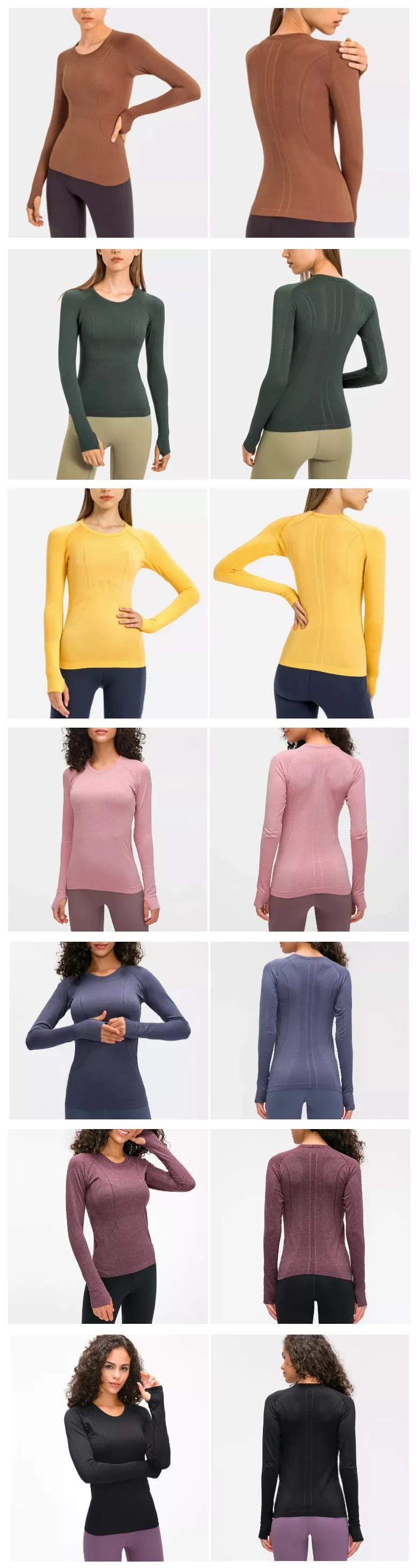 Xsunwing Custom Design Solid Color Sweat-Wicking Spandex Sports Gym Wear Workout Long Sleeve Yoga Gym Top T-Shirt Girl Women Clothing Wdq19083