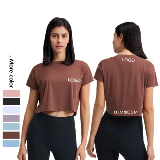 Xsunwing Best Seller Ladies Gym Sports Wear Yoga Crop Tops Fitness Track Suit Short Sleeve T Shirt Women Clothing Wdq071