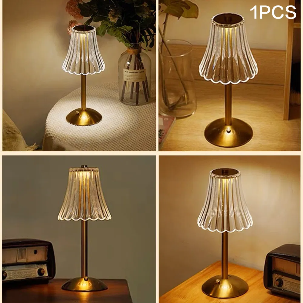 Factory Stock American Style Vintage Romantic Bedroom Bedside Warm Crystal LED Night Table Lamp