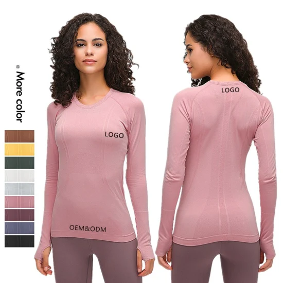 Xsunwing Custom Design Solid Color Sweat-Wicking Spandex Sports Gym Wear Workout Long Sleeve Yoga Gym Top T-Shirt Girl Women Clothing Wdq19083