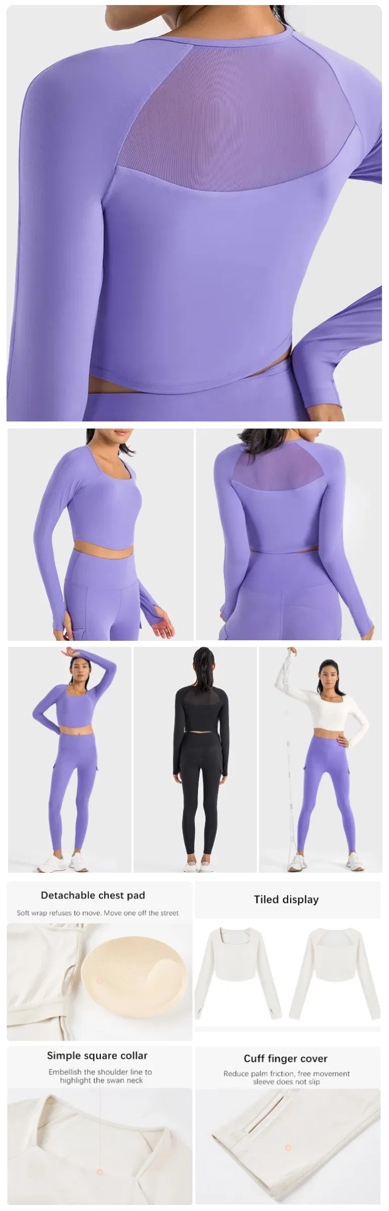 Xsunwing Custom New Ladies Tight Mesh Splicing Fitness Pullover Sweatshirts Cropped Tops Womens Running Gym Long Sleeve T Shirt Wdq046