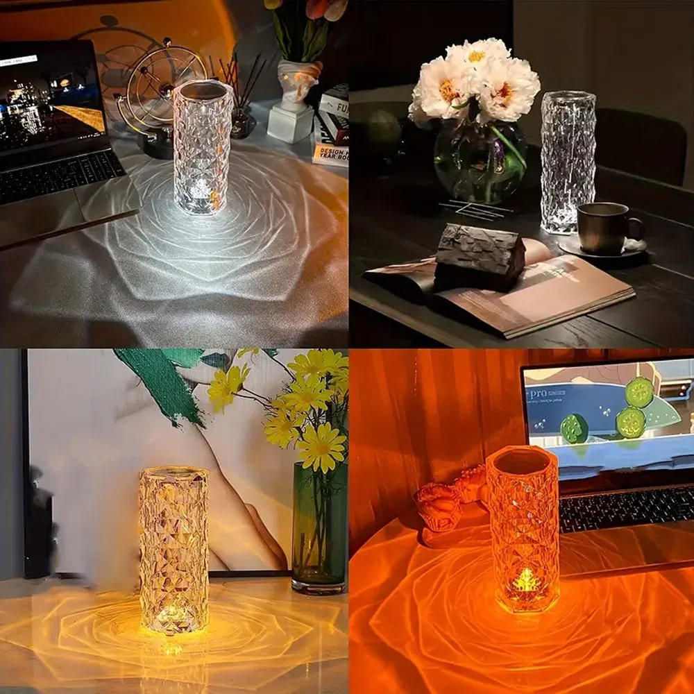 Hot Sale Indoor Dimmable Remote Control Acrylic LED Crystal Touch Control Rose Table Lamp