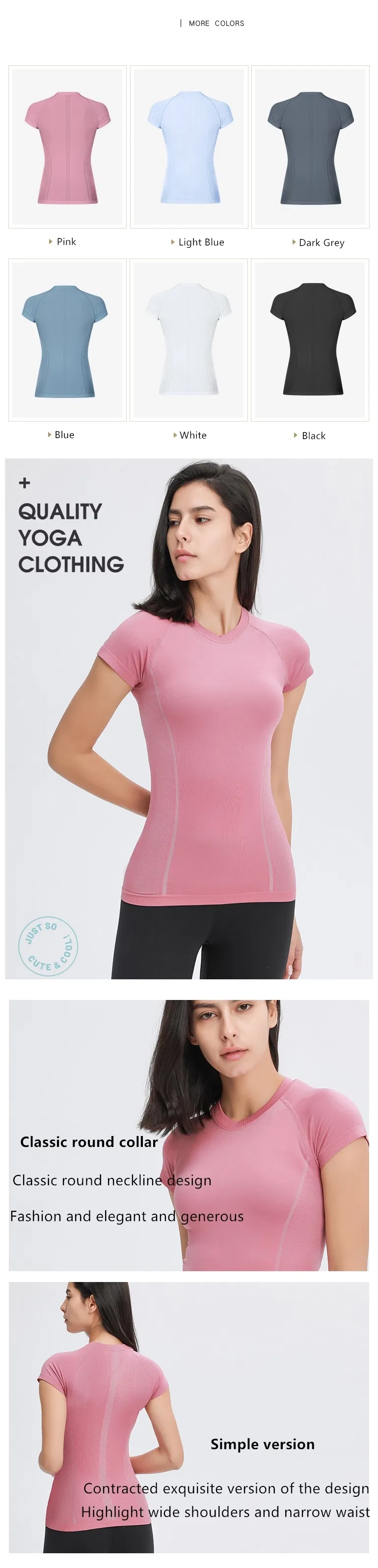 Xsunwing Factory Sale Amazon Women Short Sleeve T-Shirt Workout Top Tight Seamless Yoga Tops Gym Sports Wear Distributor Quick Dry T Shirt Wdq077