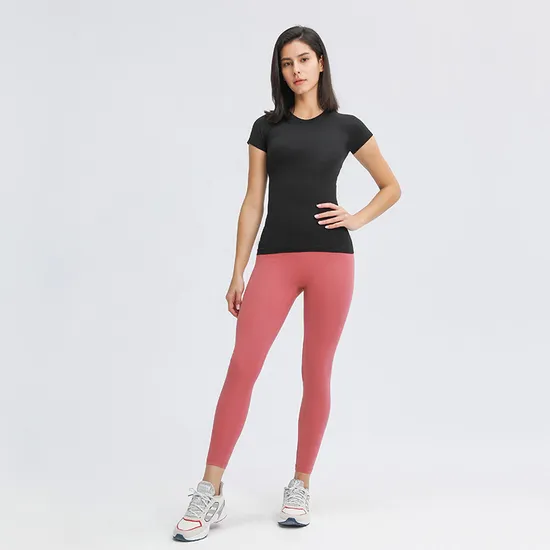 Xsunwing Factory Sale Amazon Women Short Sleeve T-Shirt Workout Top Tight Seamless Yoga Tops Gym Sports Wear Distributor Quick Dry T Shirt Wdq077