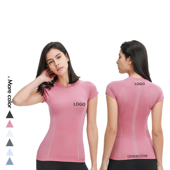 Xsunwing Factory Sale Amazon Women Short Sleeve T-Shirt Workout Top Tight Seamless Yoga Tops Gym Sports Wear Distributor Quick Dry T Shirt Wdq077