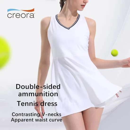 Xsunwing High Quality Outdoor One Piece Lightweight Racer Back Sleeveless Women Golf Tennis 2 in 1 Dress with Shorts Wlwlyq01