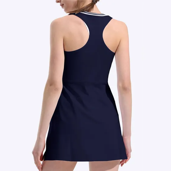 Xsunwing High Quality Outdoor One Piece Lightweight Racer Back Sleeveless Women Golf Tennis 2 in 1 Dress with Shorts Wlwlyq01