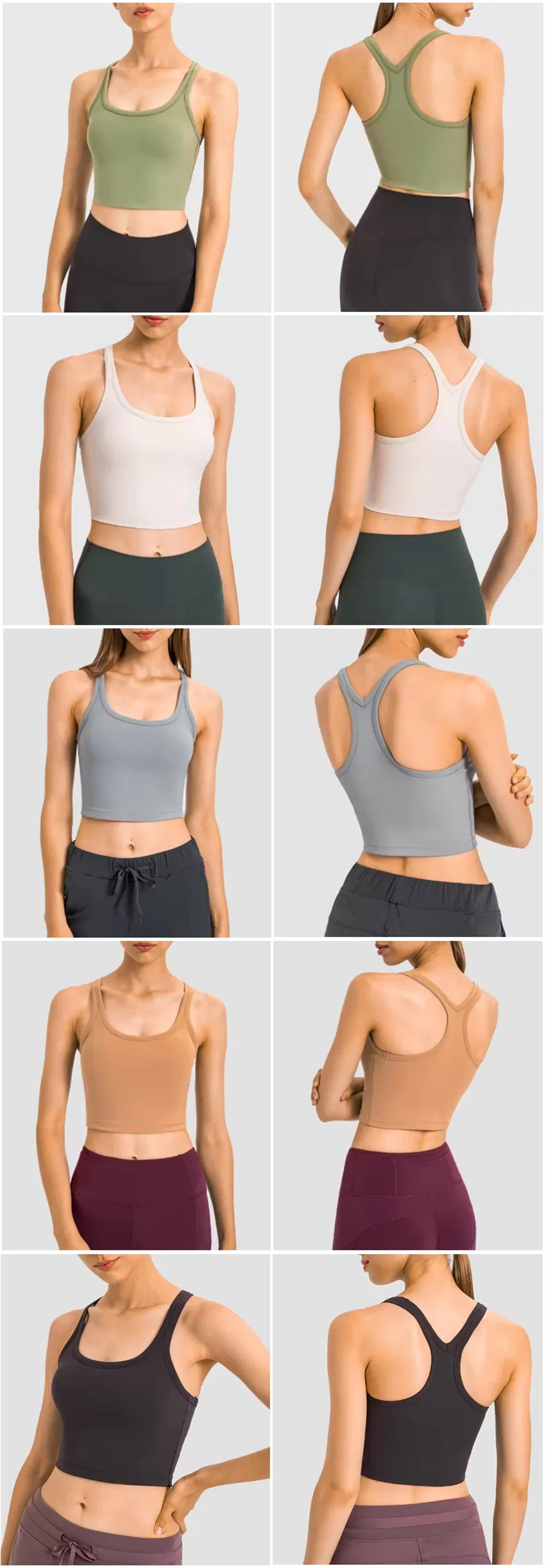 Xsunwing New High Quality Women′s Clothing Solid Color Nylon Vest Sports Quick-Drying Seamless Yoga Bra Womens Tank Tops Wdq2081