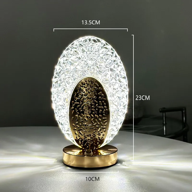 Modern Luxury Crystal Table Lamp Acrylic Touch Rechargeable Night Light