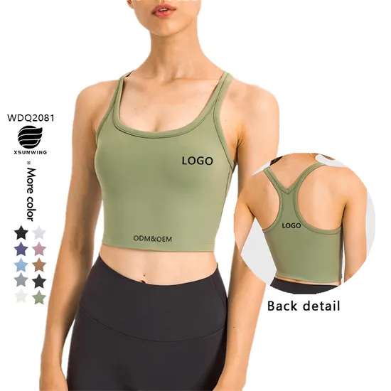 Xsunwing New High Quality Women′s Clothing Solid Color Nylon Vest Sports Quick-Drying Seamless Yoga Bra Womens Tank Tops Wdq2081