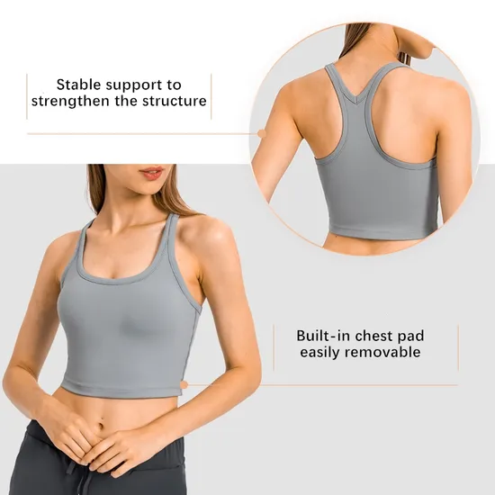 Xsunwing New High Quality Women′s Clothing Solid Color Nylon Vest Sports Quick-Drying Seamless Yoga Bra Womens Tank Tops Wdq2081