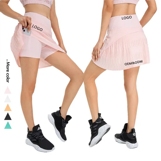 Xsunwing Ropa Deportiva Mujer Women Gym Shorts High Waist Athletic Workout Golf Shorts with Pockets Pleated Tennis Pantskirt Women Sportswear