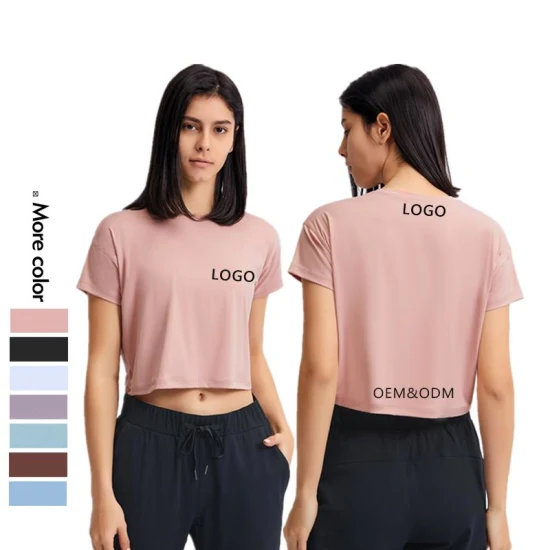 Xsunwing Skin-Friendly Crop Tops Short Sleeve Yoga Running Shirts Gym Workout T Shirt