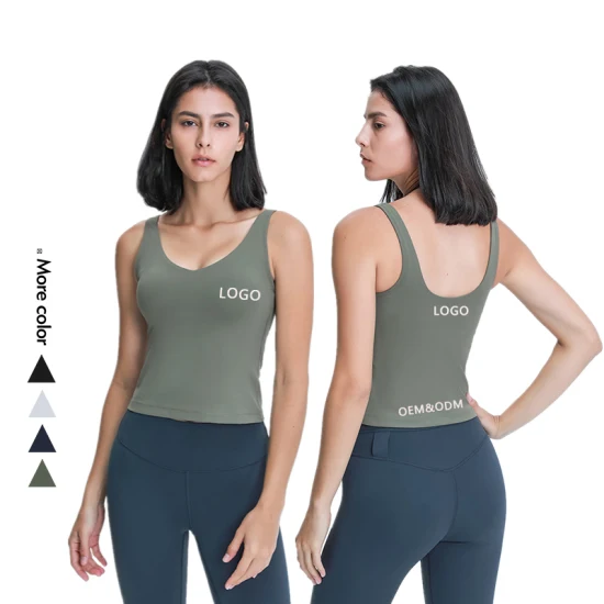 Xsunwing Wholesale Clothing Distributors Women V Neck Pure Color Yoga Bra Gym Fitness Padded Activewear Tank Top Vest Sports Wear Wdq039