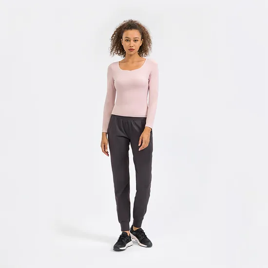 Xsunwing Wholesale Custom Tracksuits Solid Color Sweat-Wicking Workout Long Sleeve Yoga Gym Top T-Shirt Girl Fitness Shirt Womens Clothing Wdq135