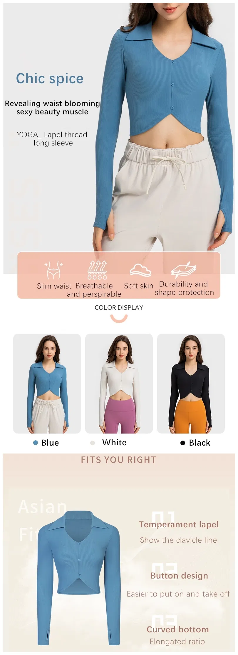 Xsunwing Wholesale Lightweight Casual Long Sleeve Round Neck Ribbed Women′s Fitted Seamless Tight Crop Tops T Shirt for Women Wdq025