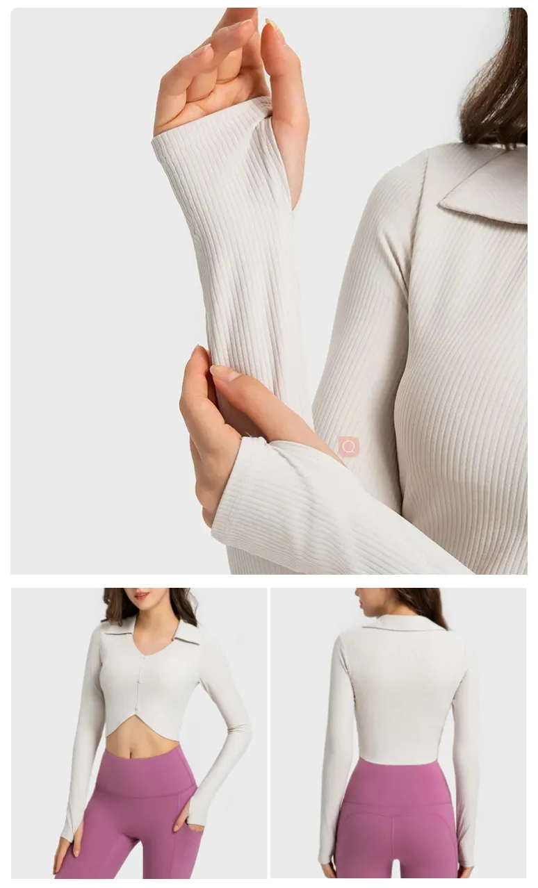 Xsunwing Wholesale Lightweight Casual Long Sleeve Round Neck Ribbed Women′s Fitted Seamless Tight Crop Tops T Shirt for Women Wdq025