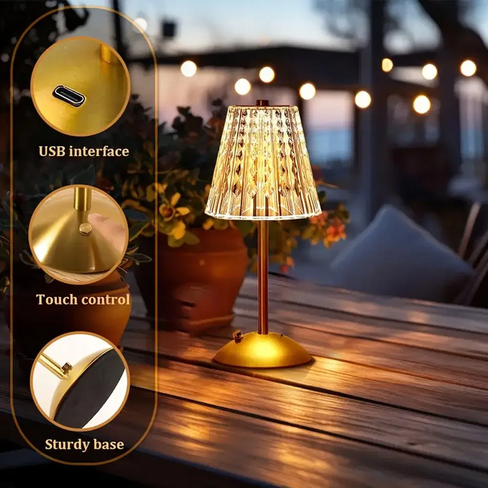 USB Rechargeable Battery Dimmable Touch Sensor Bedside Table Lamp