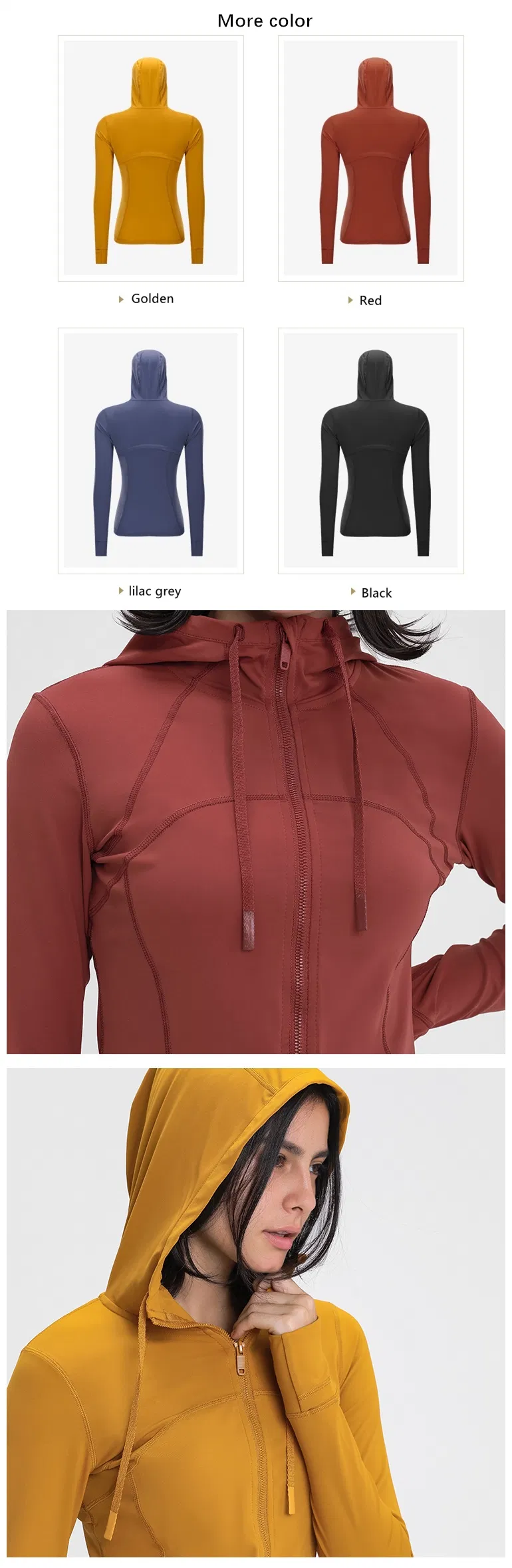 Xsunwing Wholesale Sportswear Long Sleeve Jacket Yoga Women Gym Wear Fitness with Zipper for Women Wdq2088