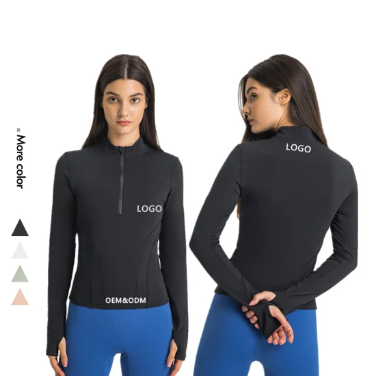 Xsunwing Wholesale Sweat Suits 1/4 Zipper Long Sleeve Shirt Tops Activewear Women Sports Yoga Wear Yoga Gym T Shirts Wdq206