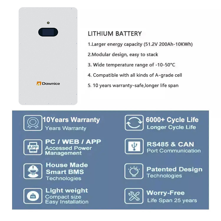 10 Years Warranty 5 kWh 10kWh Wall-Mounted Lifepo4 Wall Mounted Lithium Lfp Battery 51.2V 200Ah Pack