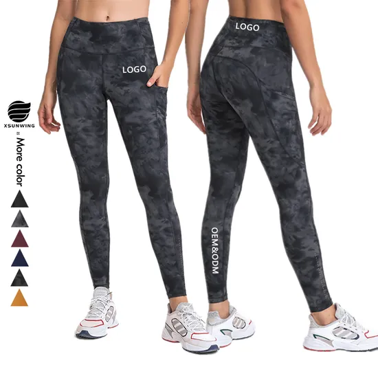 Xsunwing Women High Waist Workout Leggings with 2 Side Pockets, Tummy Control Yoga Pants Sports Wear Wdq021