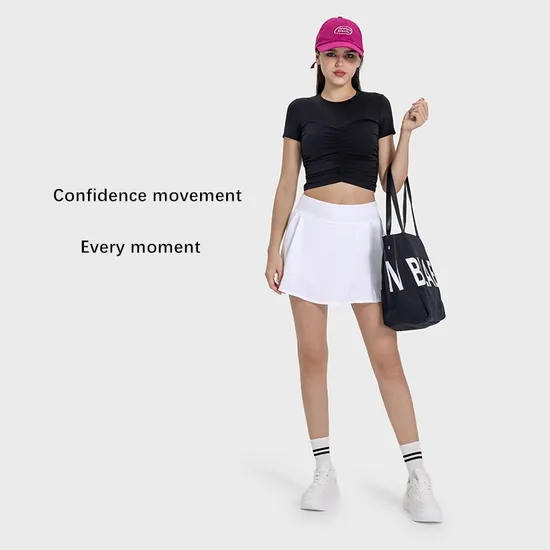 Xsunwing Women Side Waist Fold with Exposed Navel Sportswear Breathable Yoga Crop Tops Gym Fitness Tight Crop Top T Shirt Wdq103