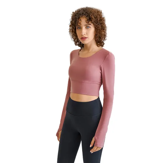 Xsunwing Yoga Crop Tops Long Sleeve Athletic Casual Wears Women Gym Wear Yoga T Shirts with Thumb Hole