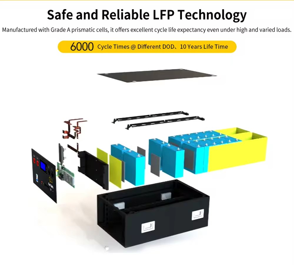 10Year Warranty 20kw 50kwh High Voltage 100ah 200ah 300ah  Lifepo4 Battery Home Server Rack Battery