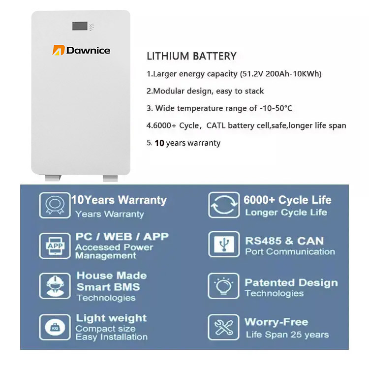 10kWh 200Ah 51.2V Lifepo4 Lithium Solar Battery Floor Or Wall Mounted Home Energy Storage System