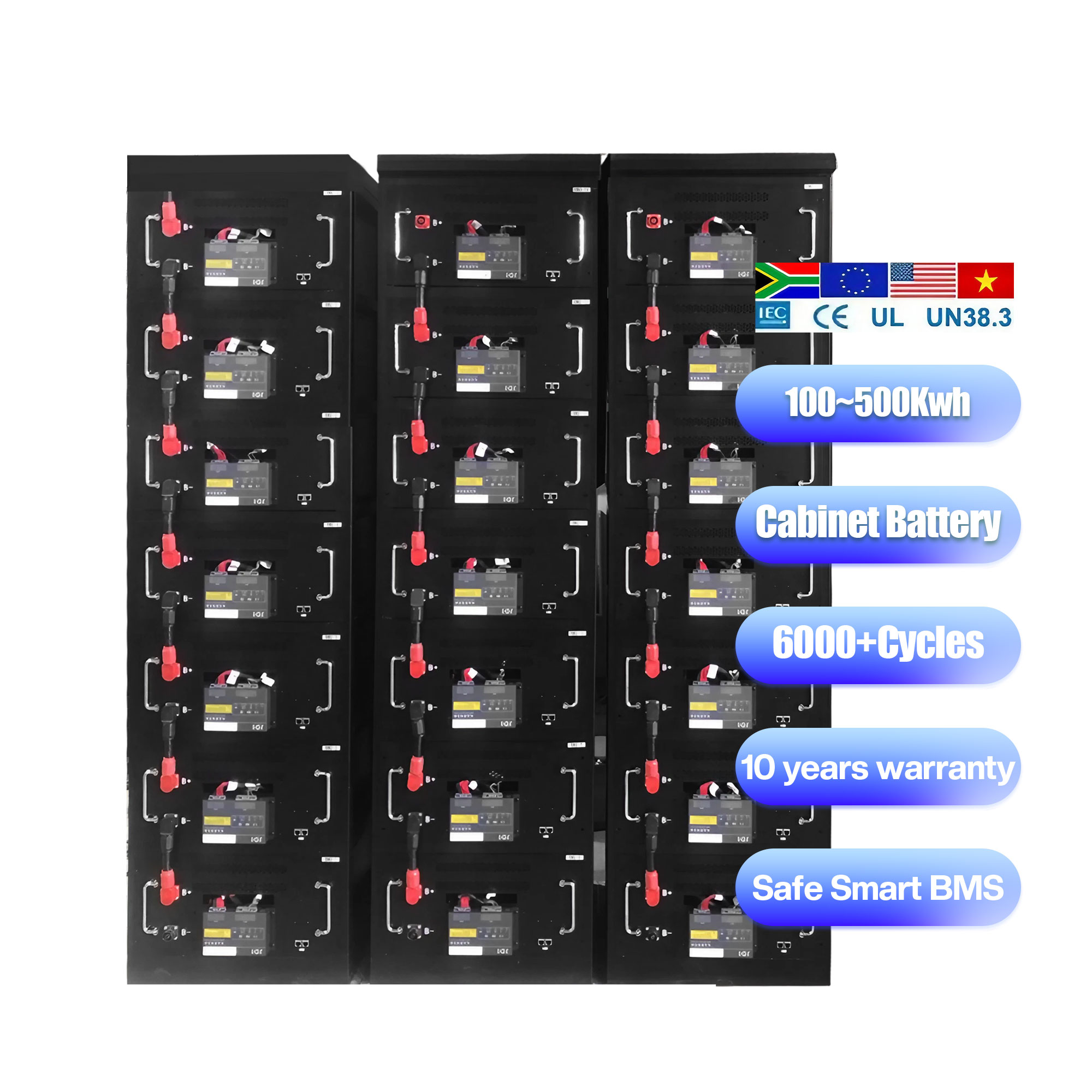 192V 96V lithium battery 100ah 200ah 300ah energy storage LiFePO4 battery pack 20kwh 30kwh 40kwh 60kwh 80kwh 100kwh