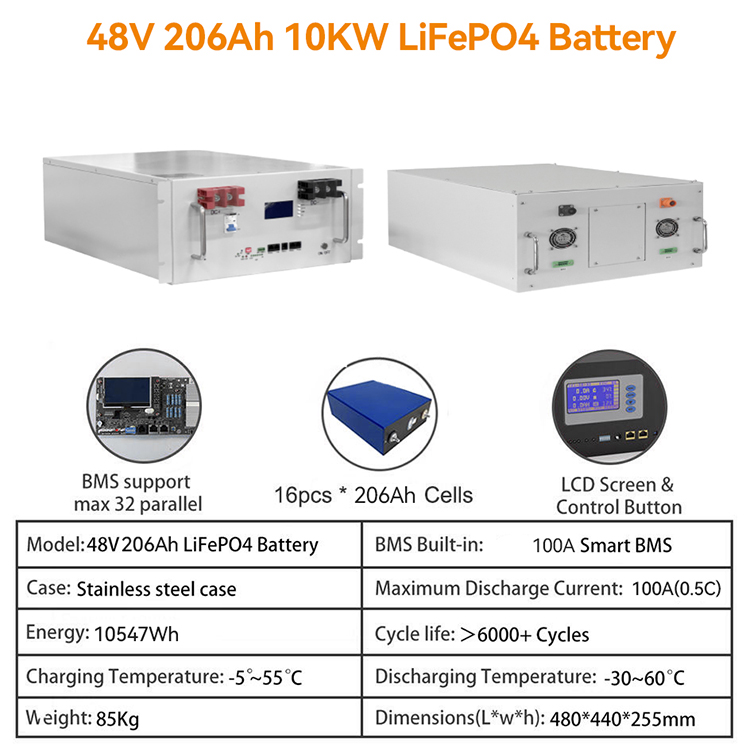 48v 30kw 40kwh 50kw Solar Battery Pack 51.2 Rechargeable Solar Lifepo4 Prismatic Cells Rack Mounted 200ah Lithium Batteries Bms